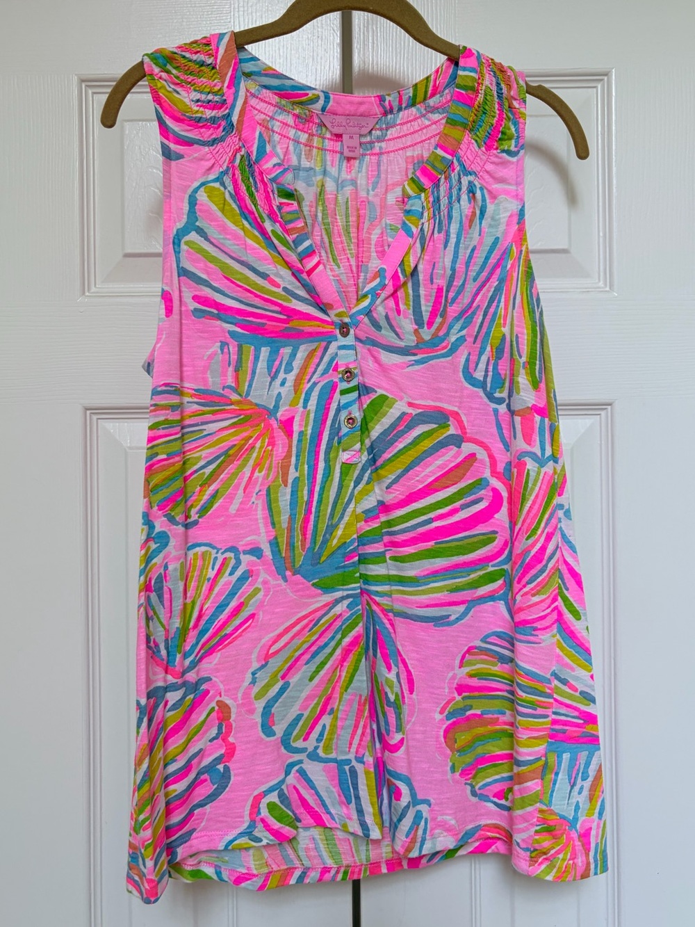 Lilly Pulitzer Essie Tank Top Pink in Shellabrate Floral & Shell-Print